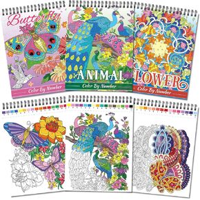 Kalysky Relaxation Adult Coloring Books - Color by Numbers,3 Coloring Books for Adult or Women,Theme - Flower,Butterfly,Animal in Kuwait