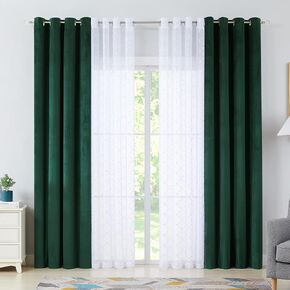 Enactex 4 Piece Navy Blue Window Curtain Set Mix and Match Moroccan Metallic Print Voile Sheer& Velvet Room Darkening Blackout Drapes, 52''x 95''Grommet Window Treatment for Bedroom Living Room in Saudi Arabia