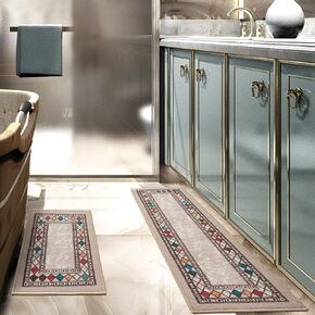 Antep Rugs Alfombras Modern Bordered 8x10 Non-Skid (Non-Slip) Low Profile Pile Rubber Backing Indoor Area Rugs (Maroon Beige, 7'10" x 10') in Saudi Arabia