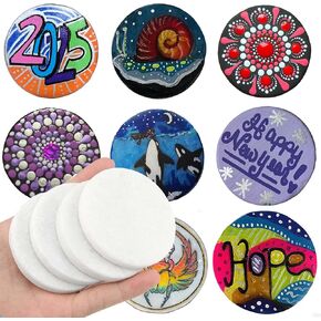 Lulonpon 20 Painting Rocks, 2 Inches White Round Rocks for Painting, Smooth Rock Bulk, Flat Rock, Natural Smooth Surface Arts and Crafting Painting Supplies in Kuwait