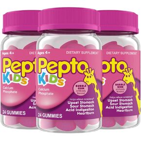 Pepto Kids Gummies, Helps Relieve Occasional Upset Stomach, Acid Indigestion, Sour Stomach and Heartburn, 3x24 Gummies, 72 Total Gummies in Saudi Arabia