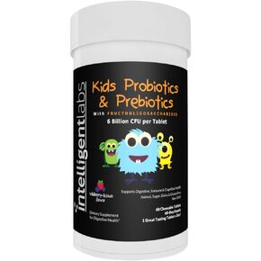 6 Billion CFU Kids/Children's Probiotics with Prebiotics, Sunfiber and Fos, for 10x More Effectiveness. One A Day Great Taste Chewable Probiotic, 2 Months Supply Per Bottle in Kuwait
