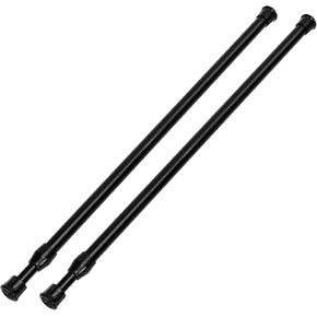 2 Pack Tension Curtain Rod 15.7-28 Inch, Small Short Adjustable Extendable Spring Loaded Rods for Windows Cabinet Blinds Closet Bedroom Kitchen Bathroom Door No Drilling, Black in Saudi Arabia