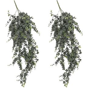 Artificial Hanging Plants – 30" Long Eucalyptus Greenery Bush, Fake Plant for Office Home Décor Indoor Outdoor, Wall Accent - Set of 2 (Frosted Green) in Kuwait