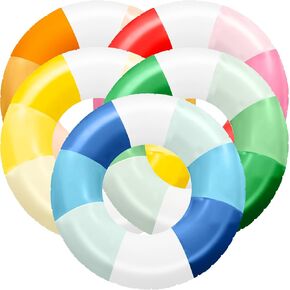 5 Pack Classic Striped Inflatable Pool Floats Inflatable Swimming Pool Ring Round Colorful Small Blow up Pool Float Tubes in Kuwait