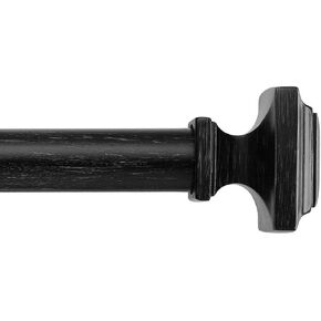 MODE Farmhouse Collection 1 1/8" Diameter Curtain Rod Set with Cottage Square Curtain Rod Finials and Steel Wall Mounted Adjustable Curtain Rod, Fits 144" to 240" Windows, Weathered White in Kuwait