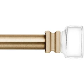 MODE Premium Collection 1 1/8" Diameter Curtain Rod Set with Clear Square Curtain Rod Finials and Steel Wall Mounted Adjustable Curtain Rod, Fits 36" to 72" Windows, Brushed Nickel in Kuwait