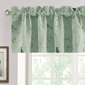 H.VERSAILTEX Blackout Curtain Valances for Kitchen Window/Living Room/Bathroom Privacy Added Rod Pocket Home Decoration Winow Valance, 52" W x 18" L, Floral in Brown and Blue in Saudi Arabia