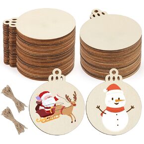 50 PCS Wooden Christmas Ornaments, 3 in Unfinished Wood Slice for Craft DIY in Saudi Arabia
