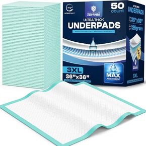 XL Incontinence Bed Pads 36" x 36 (50 Pack) Disposable Bed Pads for Adults | 125 Gram Premium Super Absorbent Disposable Underpads, Chux Pads | Pee Pads for Adults, Elderly Chuck Pads, Pets in Saudi Arabia