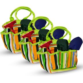 G & F Products JustForKids Garden Tool Set - Green Metal Pail with Real Mini Shovel, Rake & Cultivator, Wooden Handles, Perfect for Outdoor Play, Gardening Fun, and Educational Activities for Kids in Kuwait