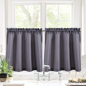 Valea Home Waffle Weave محكم نافذة الحمام ستائر طاردة للماء ستائر قصيرة نافذة تغطي نصف نافذة ستائر المطبخ طبقات 45 بوصة طول، فيروزي، مجموعة من 2 in Kuwait