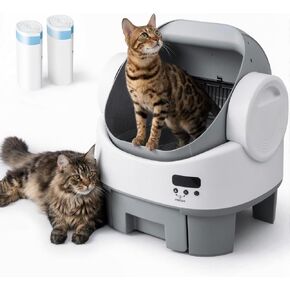 WARCAT Automatic Litter Box丨Open Top, Child Lock, Gray&White in Kuwait