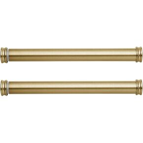 MODE Premium Collection Side Mount 1 1/8" Diameter Curtain Rod Set of Two with Brushed Gold End Cap Finials and Steel Wall Mounted 12" to 20" Adjustable Curtain Rods, Brushed Gold in Kuwait