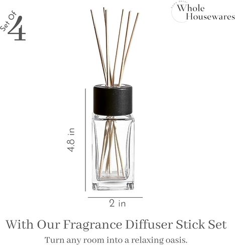Whole Housewares Reed Diffusers for Home - Home Fragrance and Decor with Green Tea Aroma - Long Lasting Air Fresheners for Living Room, Bedroom, Bathroom - Refresh Your Home (Blue, 11.2" x 3.9") in Kuwait