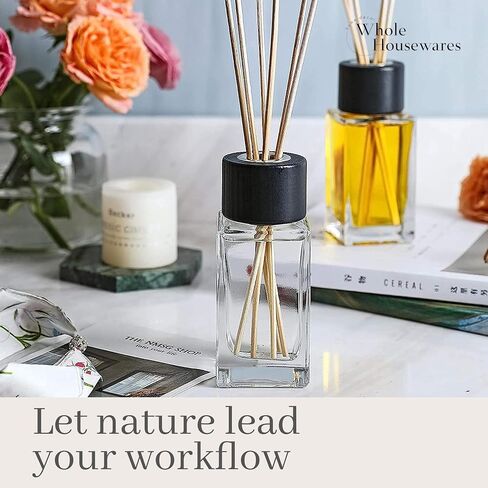 Whole Housewares Reed Diffusers for Home - Home Fragrance and Decor with Green Tea Aroma - Long Lasting Air Fresheners for Living Room, Bedroom, Bathroom - Refresh Your Home (Blue, 11.2" x 3.9") in Kuwait