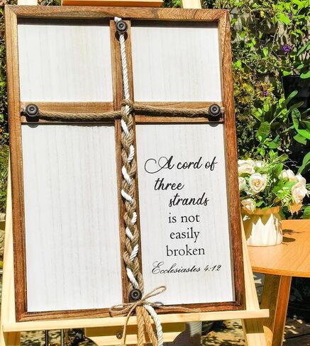 Three Strands Cord Wedding Unity Sign, 16 × 22" A Cord Of Three Strands Unity Cross Braid For Wedding Ceremony, Unity Ceremony Ideas, Wedding Gift For Couple, Christians, God Knot, Ecclesiastes 4:9-12 in Kuwait