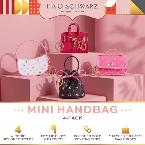 FAO Schwarz Kids Mini Handbag 4-Pack, Clip-On Purse Charms & Coin Pouches in Kuwait