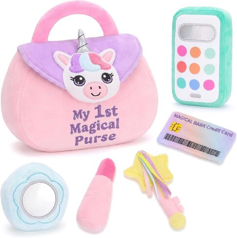 FunisFun 6 PCS Baby Makeup Purse Plush Toy Set for Toddler Girls Ages 1-3 in Kuwait