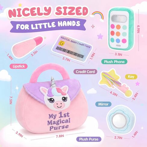 FunisFun 6 PCS Baby Makeup Purse Plush Toy Set for Toddler Girls Ages 1-3 in Kuwait