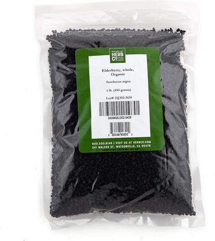 Monterey Bay Herbo Co Elderberries CERTIFIED ORGANIC 1 LB Bag – Whole 100% NATURAL (Sambucus nigra) in Kuwait
