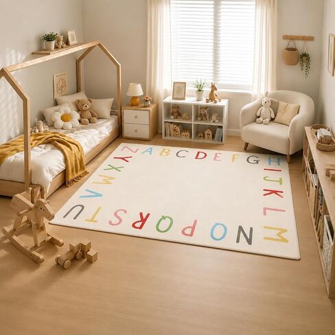 SHIPKEY 5x7 Feet Living room Rugs, Cartoon Alphabet Nursery Rug for Bedroom, Extra Large Dorm Rug for Children (150x210 cm) in Kuwait