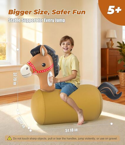 JOSEN Bouncy Horse Hopper Giant Ride On Toys, Inflatable Bouncing Animal Hopper with Hand Pump, Jumping Hopping Toys Up to 220lbs, Indoor Outdoor Bouncers for Teen Kids Girls Boys Ages 5+ in Saudi Arabia