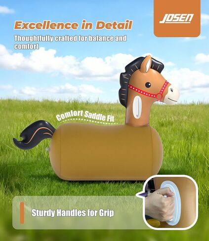 JOSEN Bouncy Horse Hopper Giant Ride On Toys, Inflatable Bouncing Animal Hopper with Hand Pump, Jumping Hopping Toys Up to 220lbs, Indoor Outdoor Bouncers for Teen Kids Girls Boys Ages 5+ in Saudi Arabia