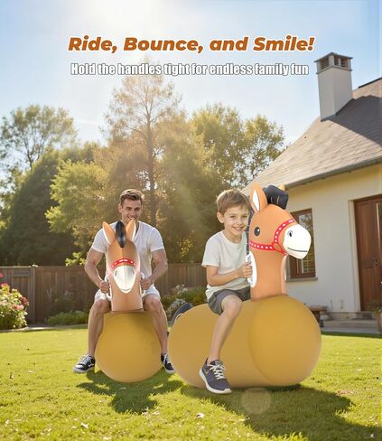 JOSEN Bouncy Horse Hopper Giant Ride On Toys, Inflatable Bouncing Animal Hopper with Hand Pump, Jumping Hopping Toys Up to 220lbs, Indoor Outdoor Bouncers for Teen Kids Girls Boys Ages 5+ in Saudi Arabia