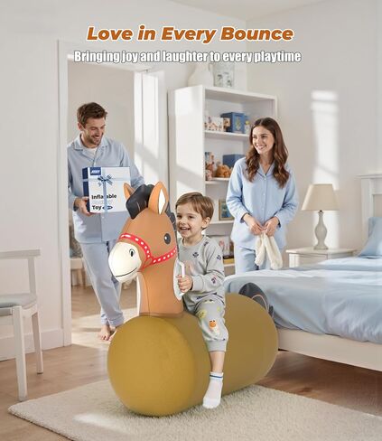 JOSEN Bouncy Horse Hopper Giant Ride On Toys, Inflatable Bouncing Animal Hopper with Hand Pump, Jumping Hopping Toys Up to 220lbs, Indoor Outdoor Bouncers for Teen Kids Girls Boys Ages 5+ in Saudi Arabia