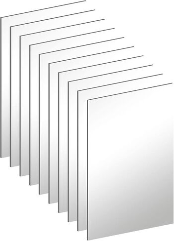 DARENYI 10Pcs Acrylic Mirror Tiles, 4'' x 6'' x 0.07'' Mirror Sheets for Walls Decor, Self-Adhesive Mirror Stickers, Rectangular Mirror Trays Plates for Tables Centerpieces Wedding in Kuwait