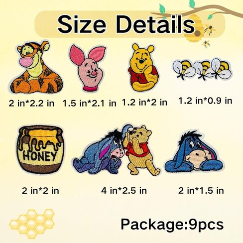 9Pcs Cute Bears Embroidery Patches,Anime Embroidered Badges Patch for Sew On/Iron On Fabric Stickers Applique for Backpacks,Hat,Jeans,Bags,DIY Clothes in Saudi Arabia