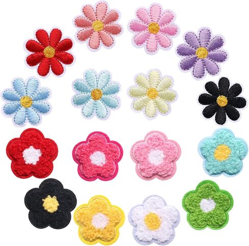 Embroidered Iron-on 16pcs Patches Beautiful Flowers Cloth for Jackets, Jeans, Backpacks, Hats, Iron on or Sew on for DIY Clothing Accessories,Gifts Decoration in Saudi Arabia