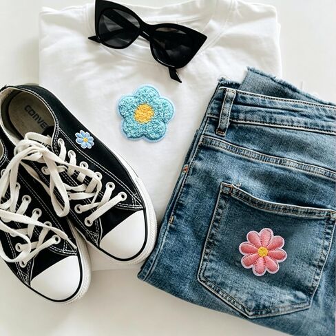 Embroidered Iron-on 16pcs Patches Beautiful Flowers Cloth for Jackets, Jeans, Backpacks, Hats, Iron on or Sew on for DIY Clothing Accessories,Gifts Decoration in Saudi Arabia