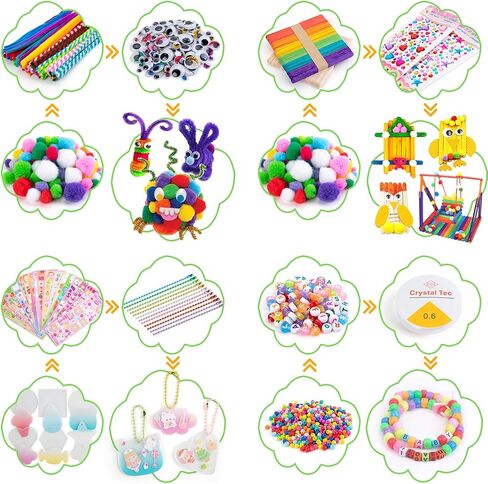 Sundaymot Arts and Crafts Supplies for Kids, 2000+Pcs DIY Craft Kits in Kuwait