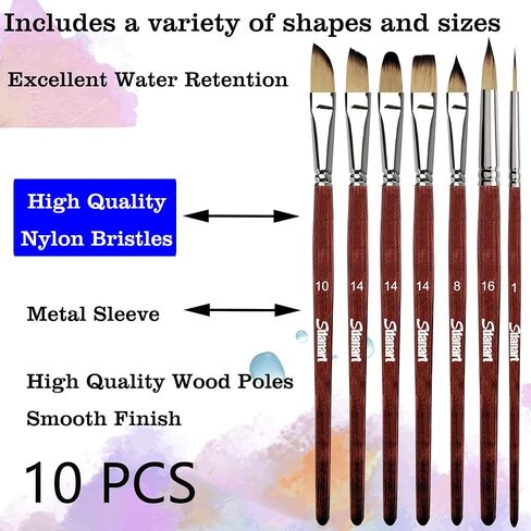 Sdanart Watercolor Brushes Professional，10 PCS Artist Paint Brush Shapes in Saudi Arabia