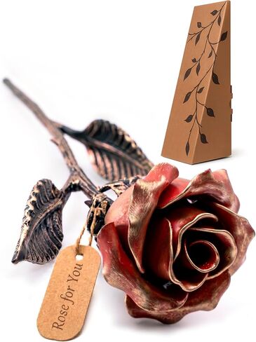 Red Iron Rose with Metal Stand - 6th Aniiversary Flower for Her - Hand Forged Long-Lasting Home Decor Figurine in Kuwait