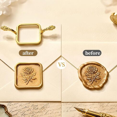 6Pcs Golden Wax Seal Molds with Handles Reusable for DIY Card Making in Saudi Arabia