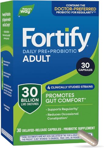 Nature's Way Fortify Daily Probiotic + Prebiotic for Men and Women, 30 Billion Live Cultures, Digestive and Immune Health Support* Supplement, 30 Capsules in Kuwait