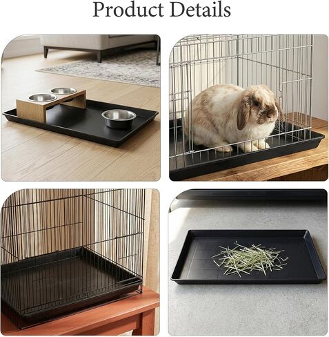 2pcs Dog Crate Tray Replacement 17x11 Inches Kennel Pan Black Plastic Bottom Floor Liners for Cat Rabbit Pets Potty Training Food Bowls Holder Tray for Cages in Kuwait