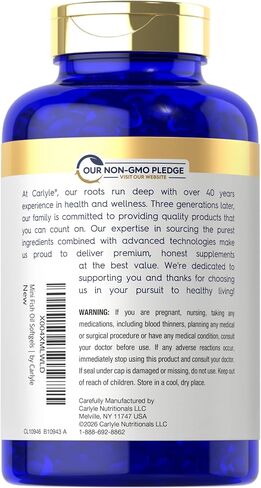 Carlyle Mini Fish Oil Softgels | 1300 mg | 200 Omega-3 Pearls | Non-GMO & Gluten Free Supplement in Kuwait