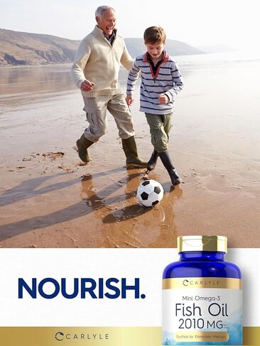 Carlyle Mini Fish Oil Softgels | 1300 mg | 200 Omega-3 Pearls | Non-GMO & Gluten Free Supplement in Kuwait