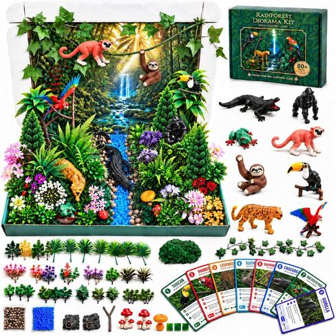 Rainforest Diorama Kit, Jungle Habitat School Project with 80+ Pieces in Kuwait