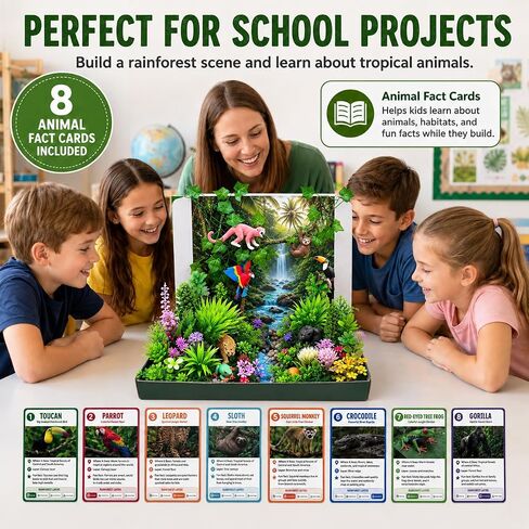Rainforest Diorama Kit, Jungle Habitat School Project with 80+ Pieces in Kuwait