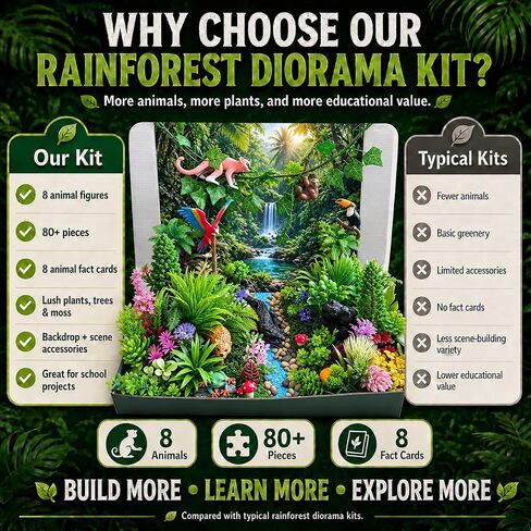 Rainforest Diorama Kit, Jungle Habitat School Project with 80+ Pieces in Kuwait