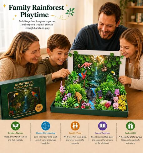 Rainforest Diorama Kit, Jungle Habitat School Project with 80+ Pieces in Kuwait