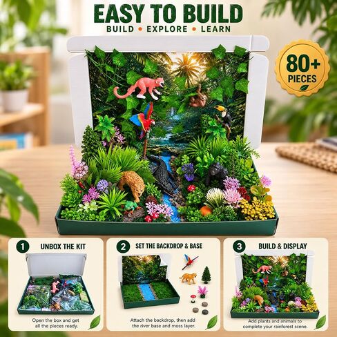 Rainforest Diorama Kit, Jungle Habitat School Project with 80+ Pieces in Kuwait