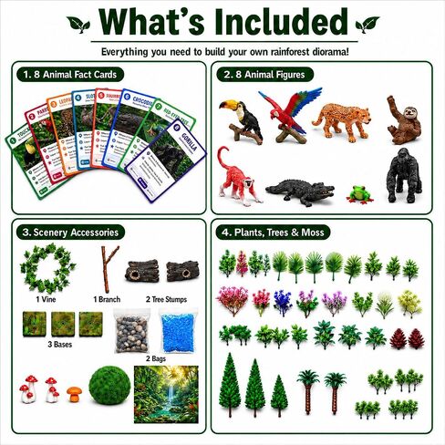Rainforest Diorama Kit, Jungle Habitat School Project with 80+ Pieces in Kuwait