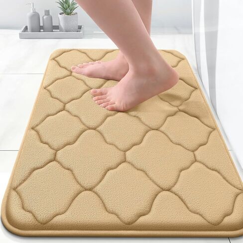 OLANLY Memory Foam Bath Mat Rug 30x20, Ultra Soft Non Slip and Absorbent Bathroom Rug, Machine Wash Dry, Comfortable, Thick Bath Rug Carpet for Bathroom Floor, Tub and Shower, Black in Saudi Arabia