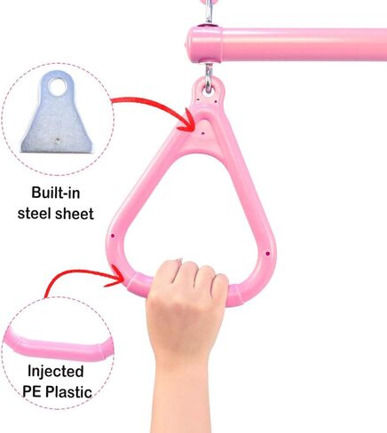 Pink Toddler Swing Trapeze Swing Bar Rings 48" Heavy Duty Plastic Coated Chains Swing Set Accessories in Kuwait